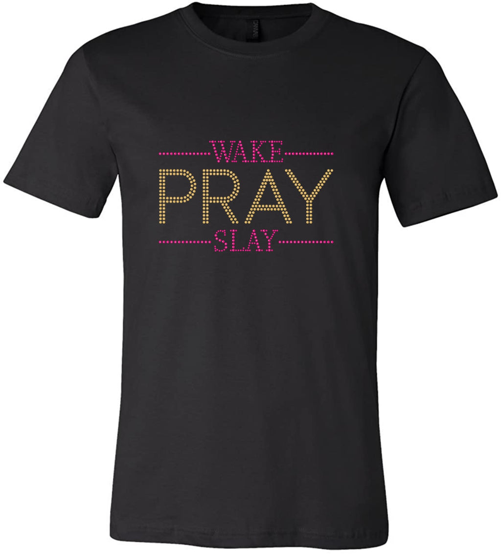 Wake Pray Slay Rhinestone Tee